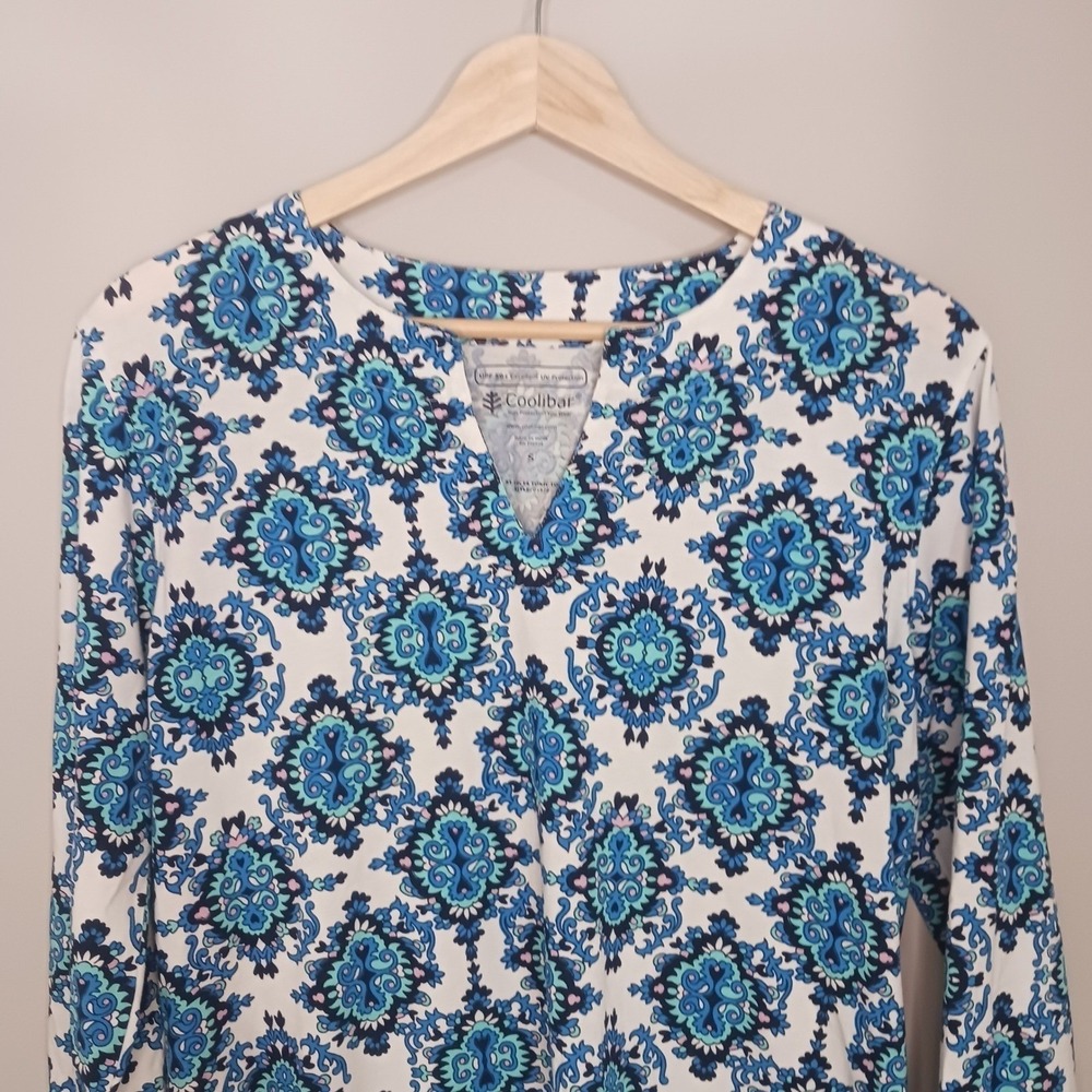 Coolibar UPF 50+ Tunic Top Blue Medallion Sun Protection Beach Cover Up S - Picture 3 of 6